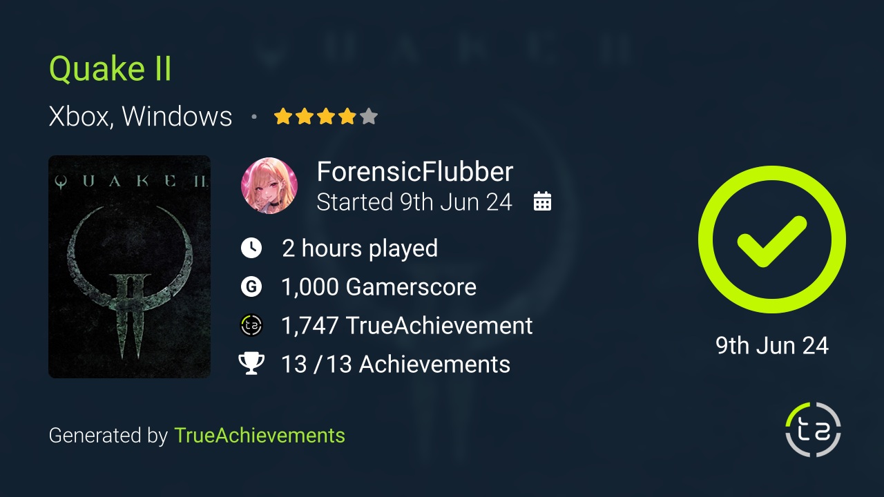 Quake II achievement summary